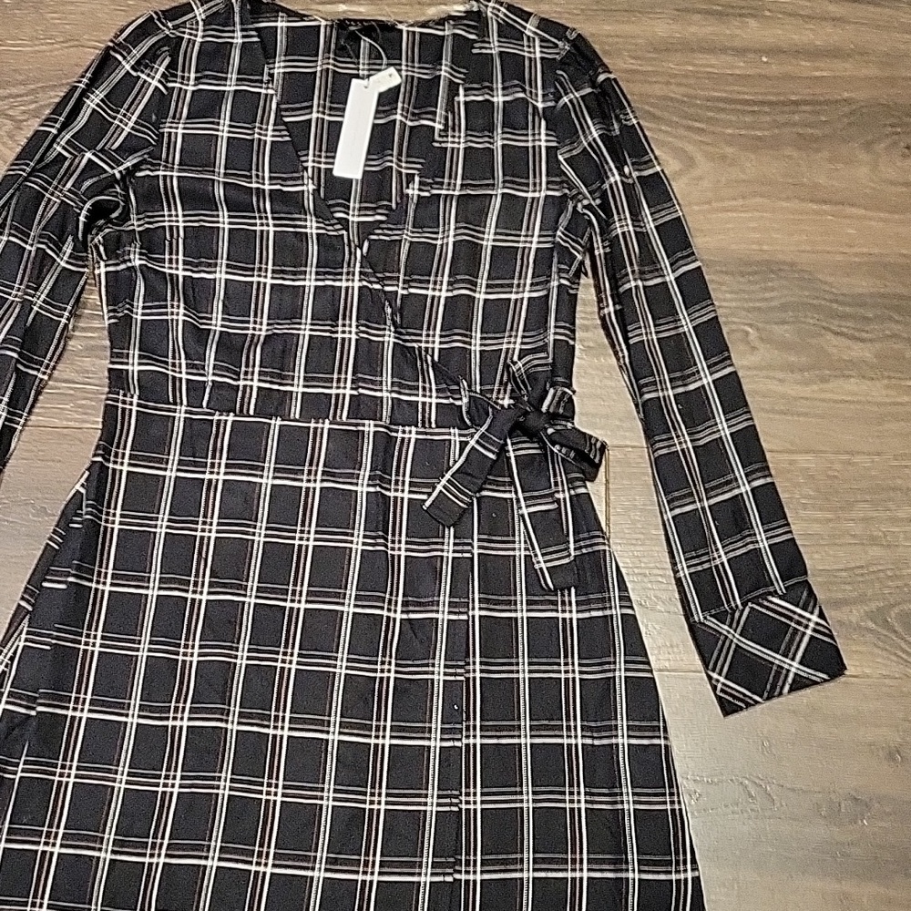 ❤️ NWT! SANCTUARY UPBEAT PLAID WRAP DRESS, 8 - Picture 6 of 15